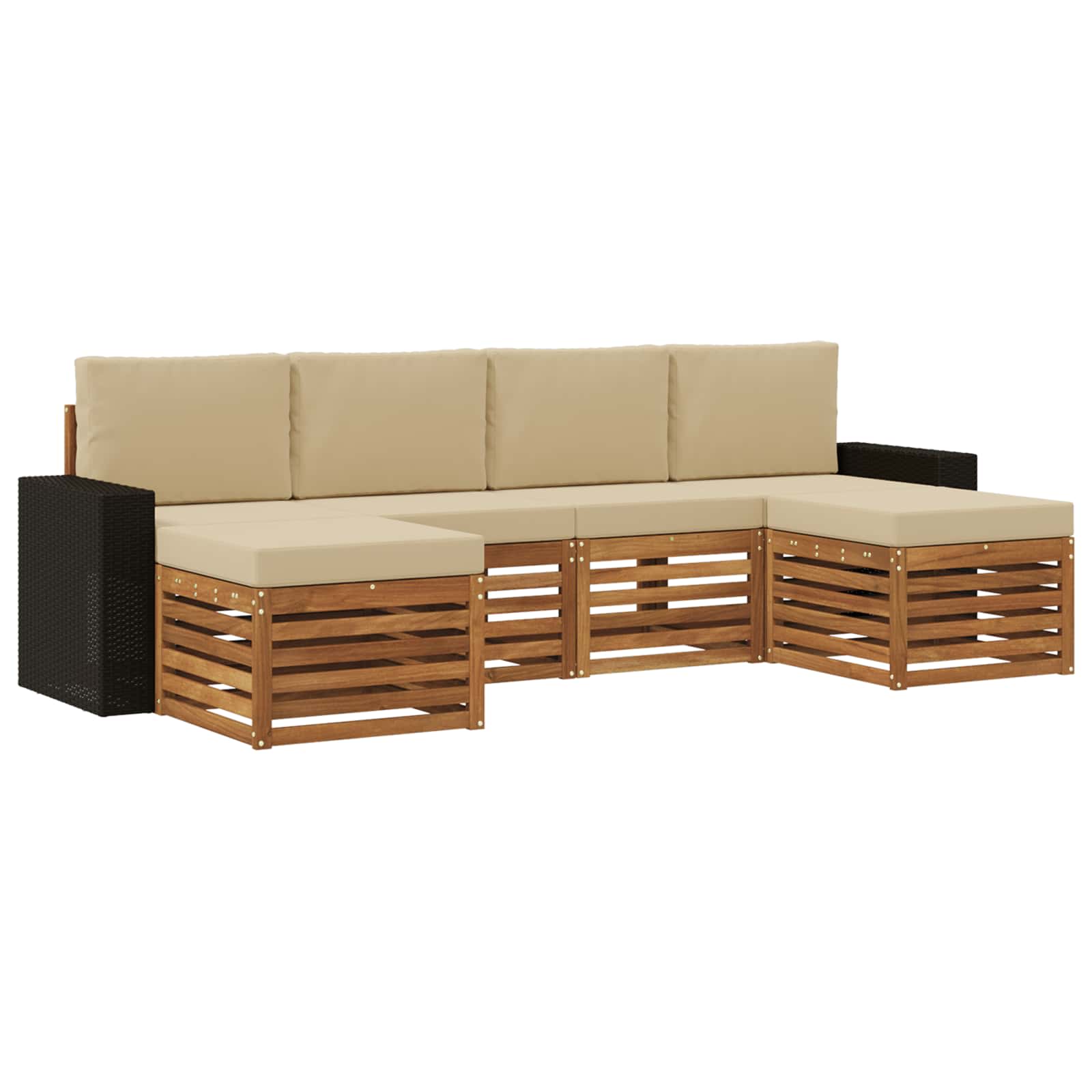 Outdoor-Sofagarnitur 6 stk. Natur und Beige Polyester