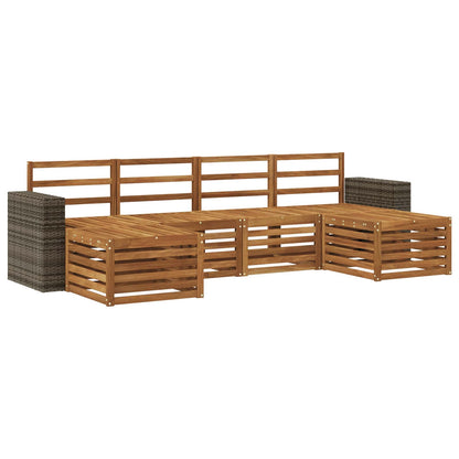Outdoor-Sofagarnitur 6 stk. Natur Massivholz Akazie
