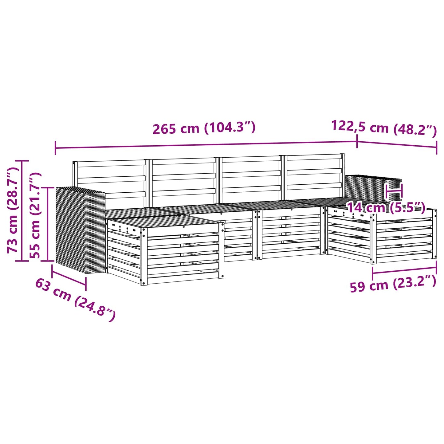 Outdoor-Sofagarnitur 6 stk. Natur Massivholz Akazie