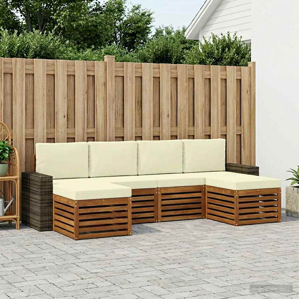 Sofagarnituren 6 pcs Natur und Creme Massivholz Akazie