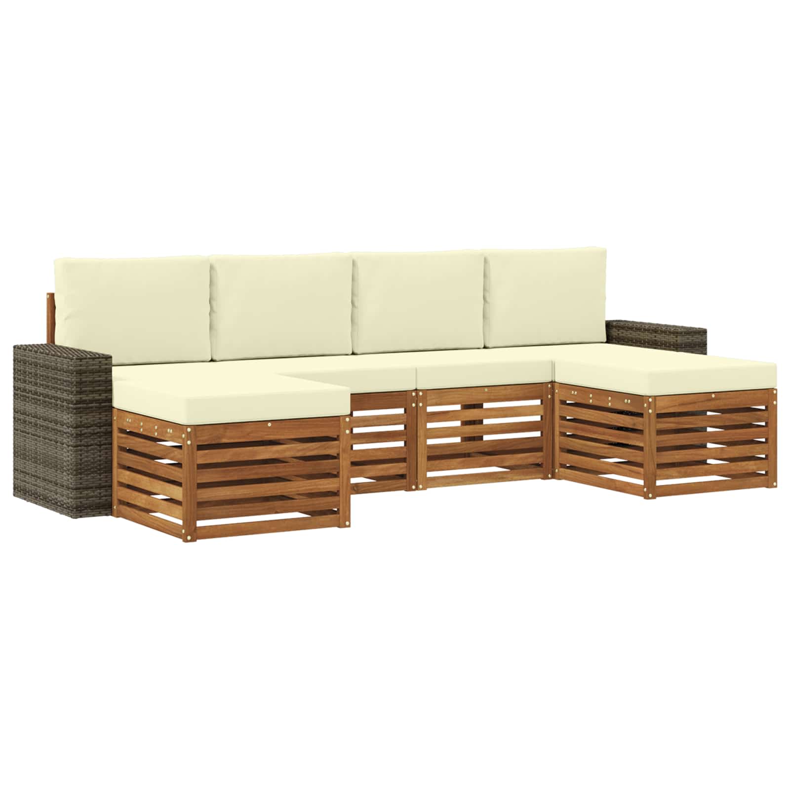 Sofagarnituren 6 pcs Natur und Creme Massivholz Akazie