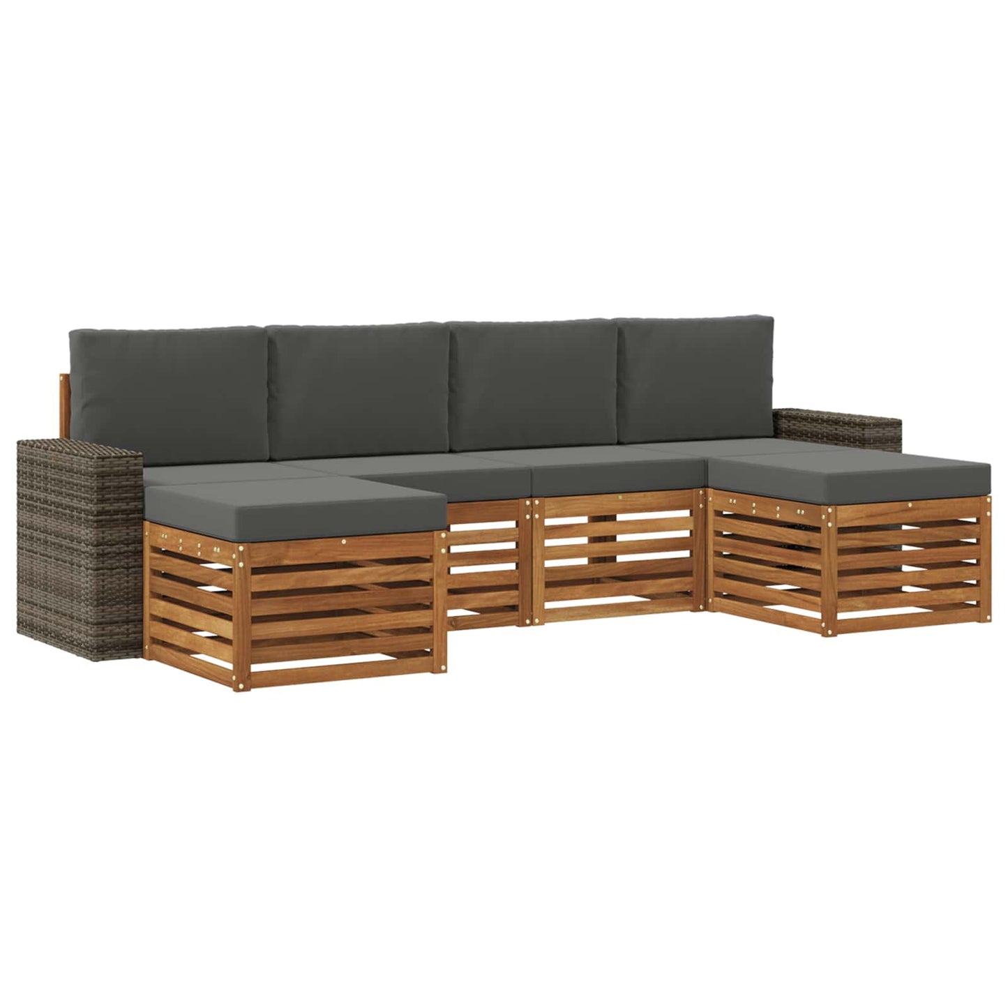 Sofagarnituren 6 pcs Natur und Anthrazit Massivholz Akazie