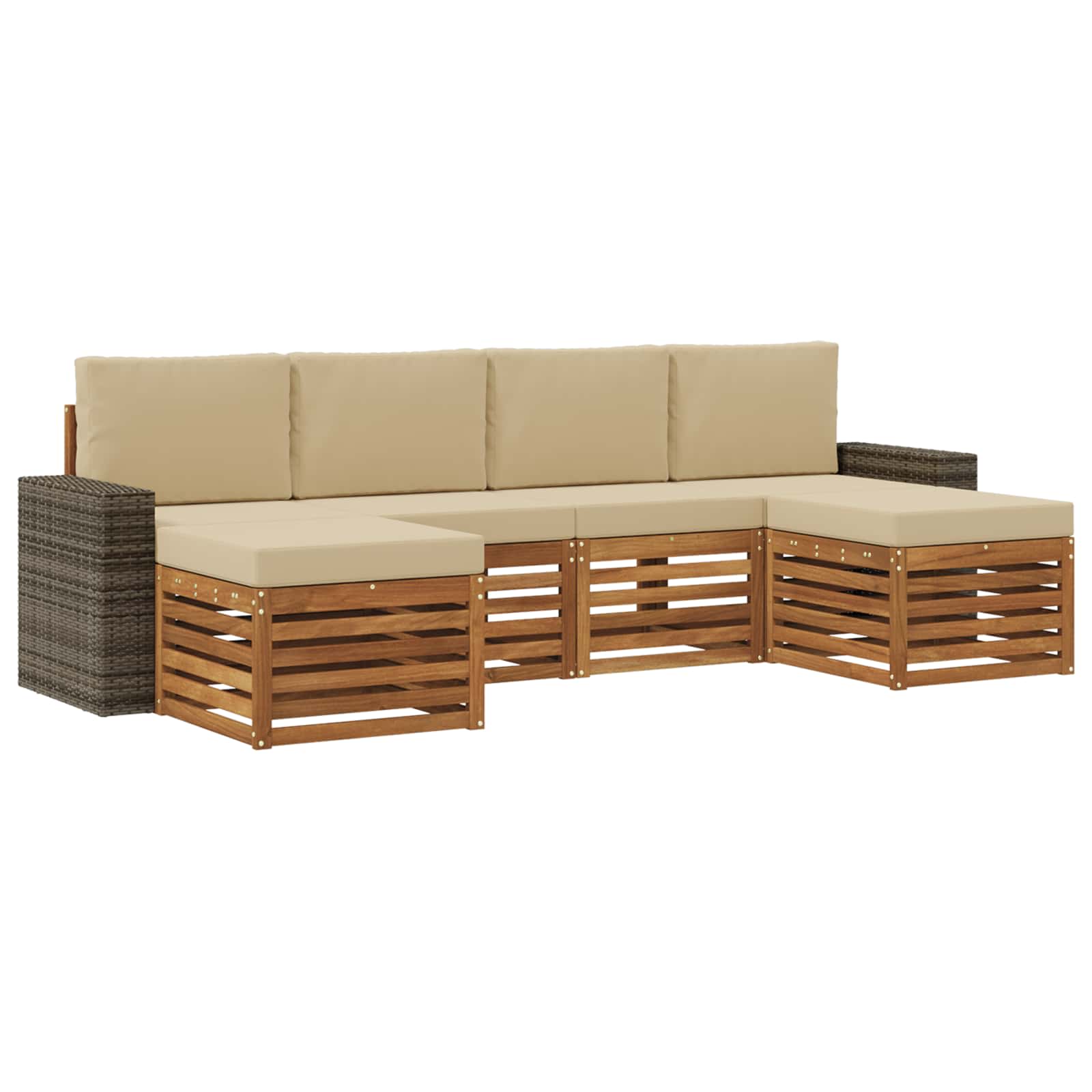 Outdoor-Sofagarnitur 6 stk. Natur und Beige Polyester