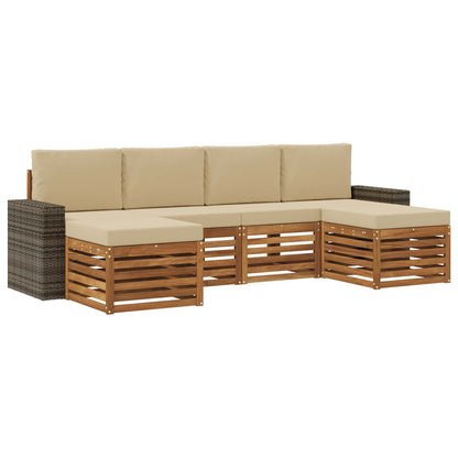 Outdoor-Sofagarnitur 6 stk. Natur und Beige Polyester