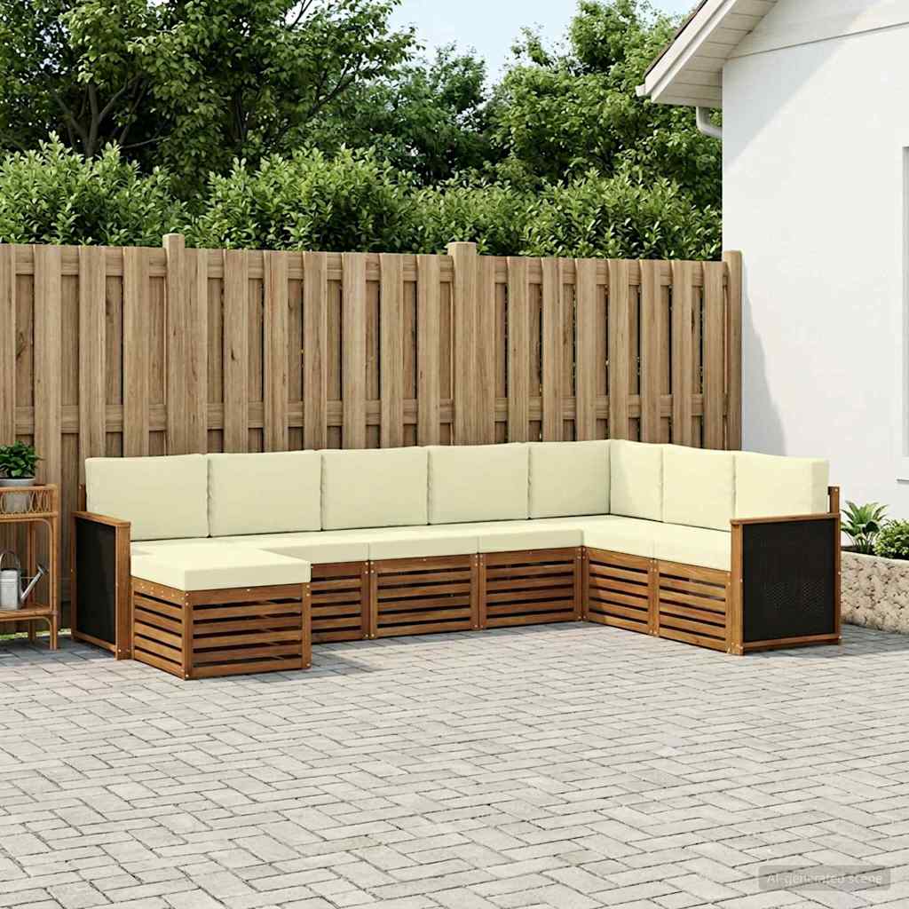 Outdoor-Sofagarnitur 8 stk. Natur und Creme