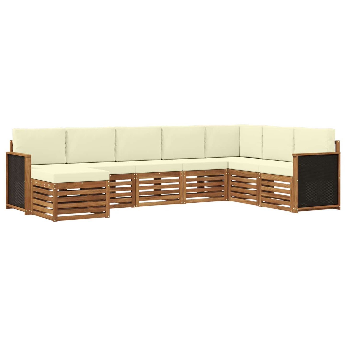 Outdoor-Sofagarnitur mit Kissen 6 pcs Natur und Creme