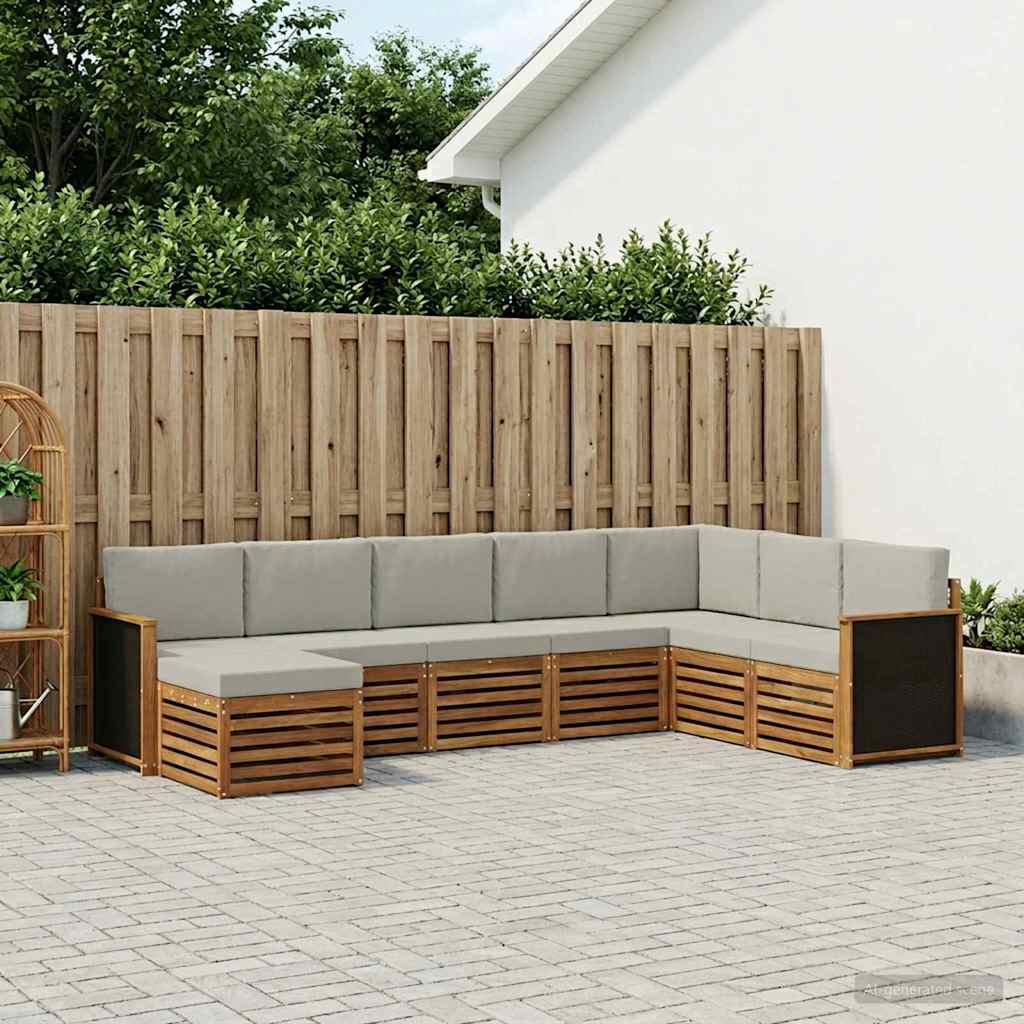 Outdoor-Sofagarnitur 6 stk. Natürlich und Hellgrau
