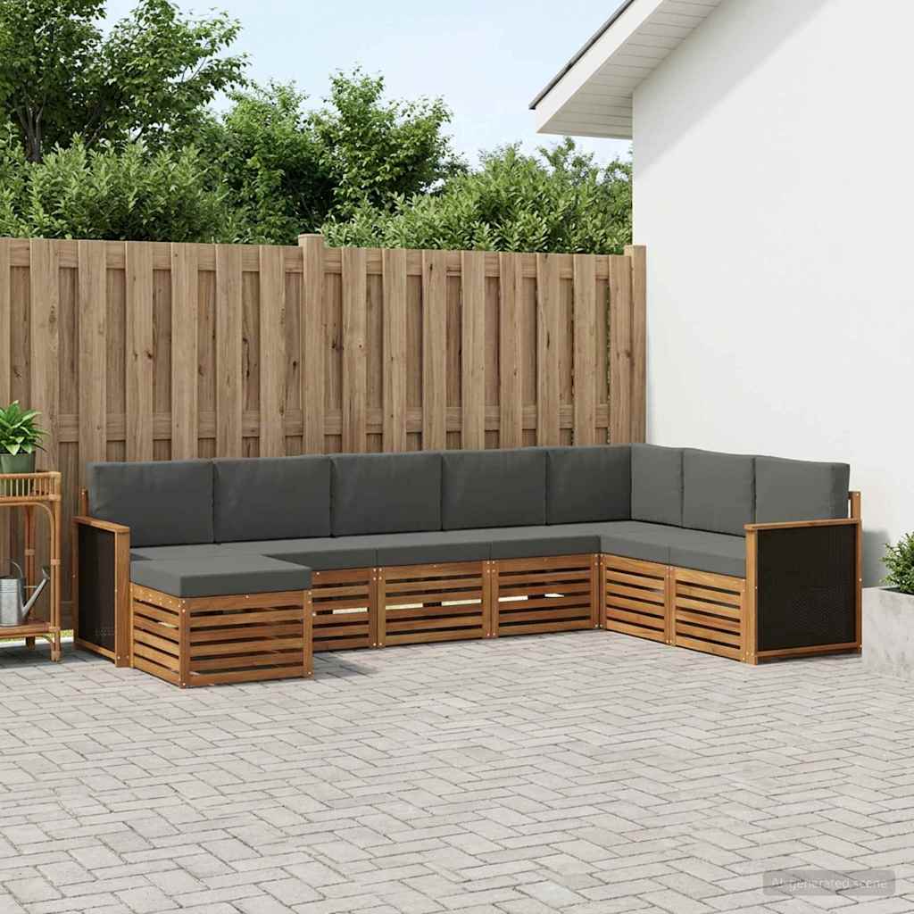 Outdoor-Sofagarnitur 8 stk. Natur und Anthrazit
