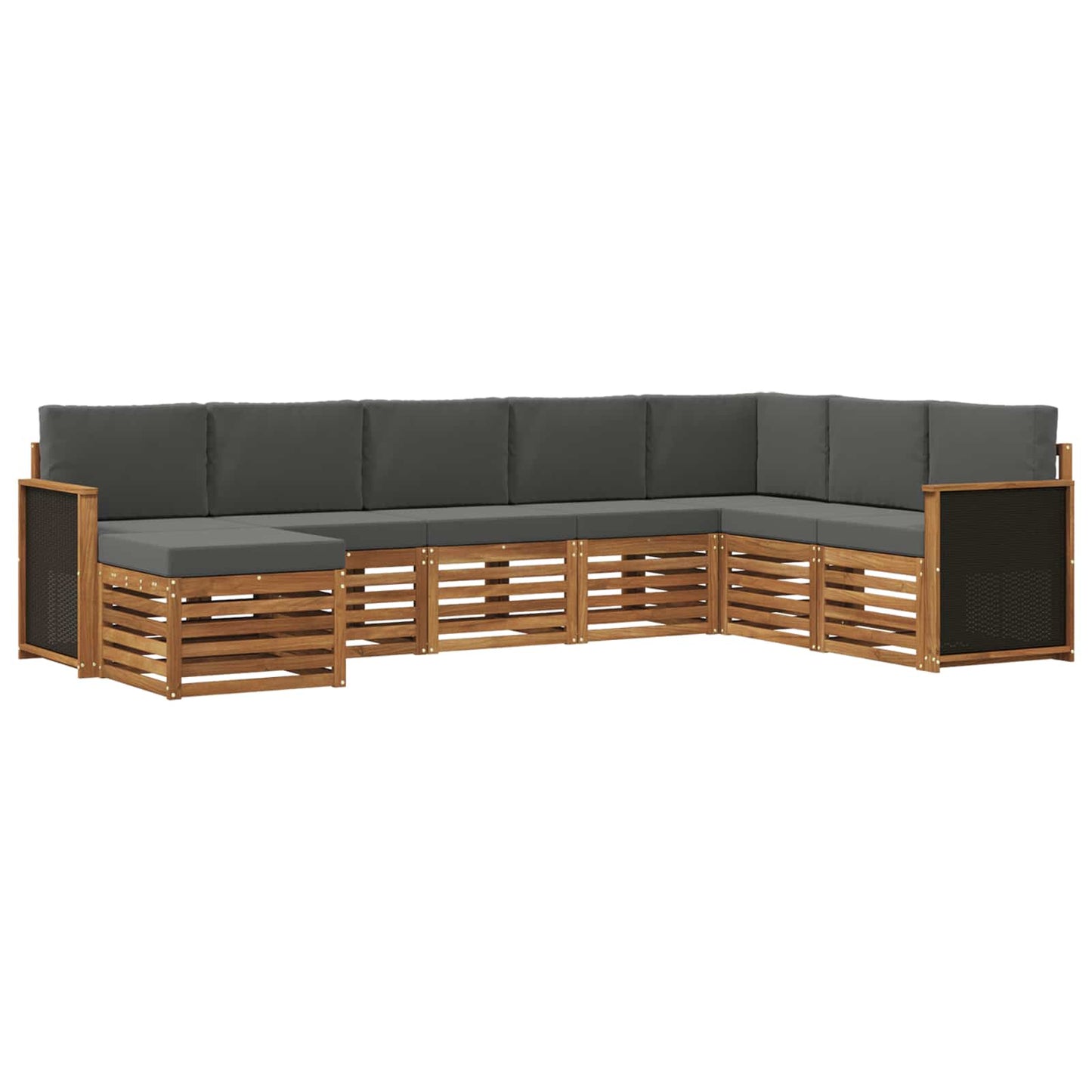 Outdoor-Sofagarnitur mit Kissen 6 pcs Natur und Anthrazit