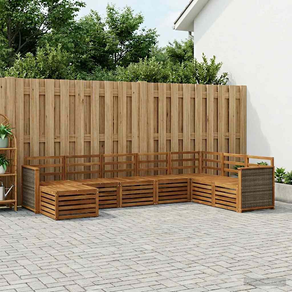 Outdoor-Sofagarnitur 6 pcs Natur Massivholz Akazie