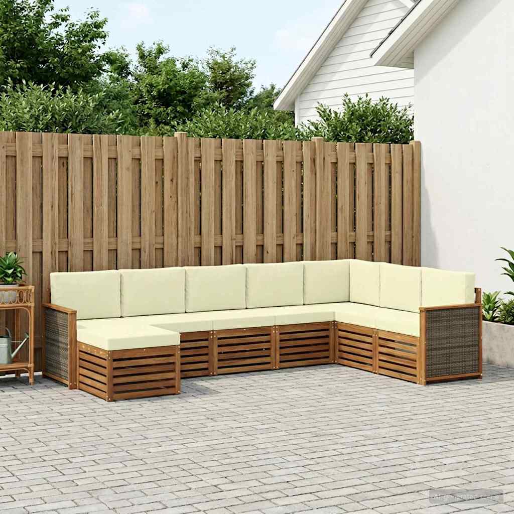 Outdoor-Sofagarnitur mit Kissen 6 pcs Natur und Creme
