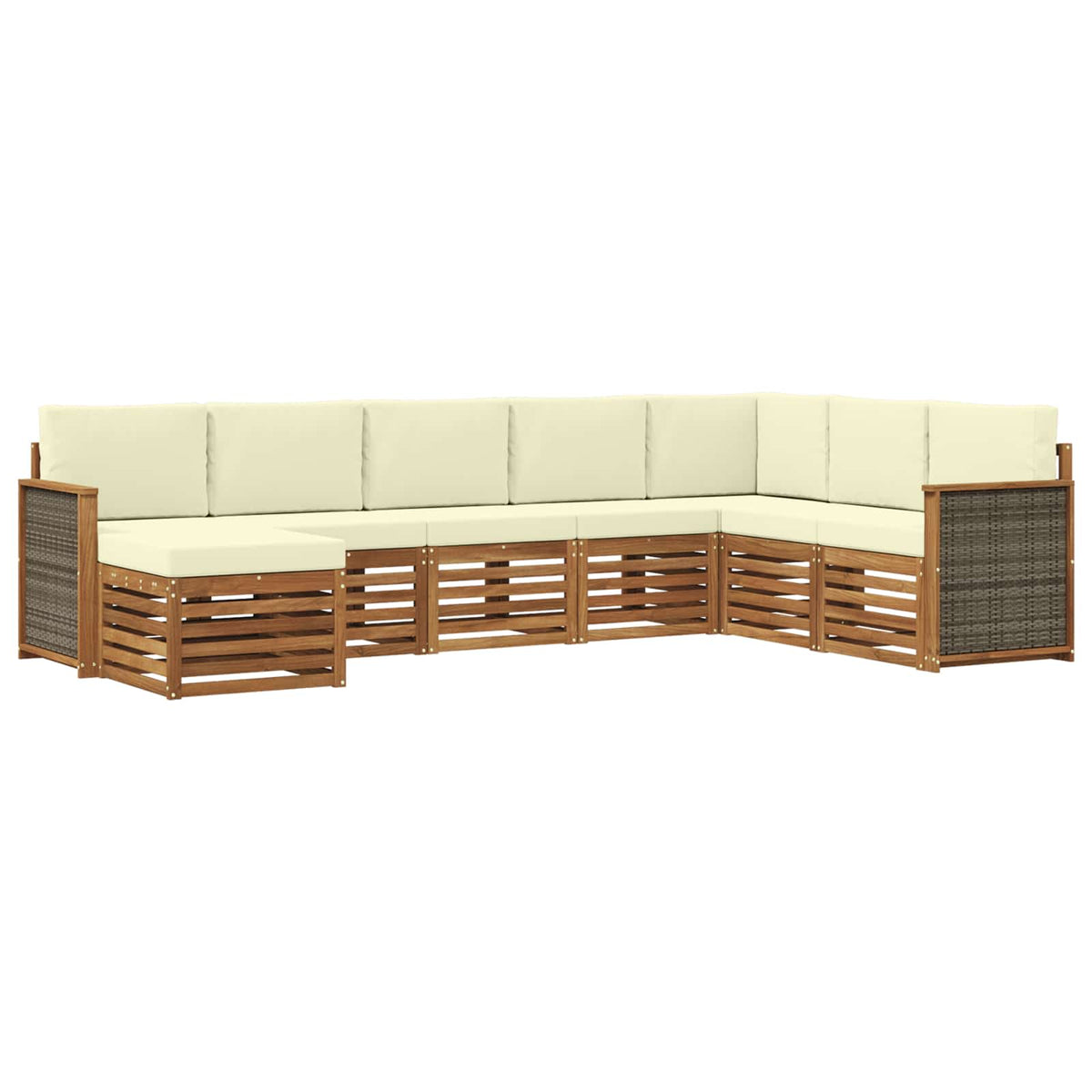 Outdoor-Sofagarnitur 8 stk. Natur und Creme