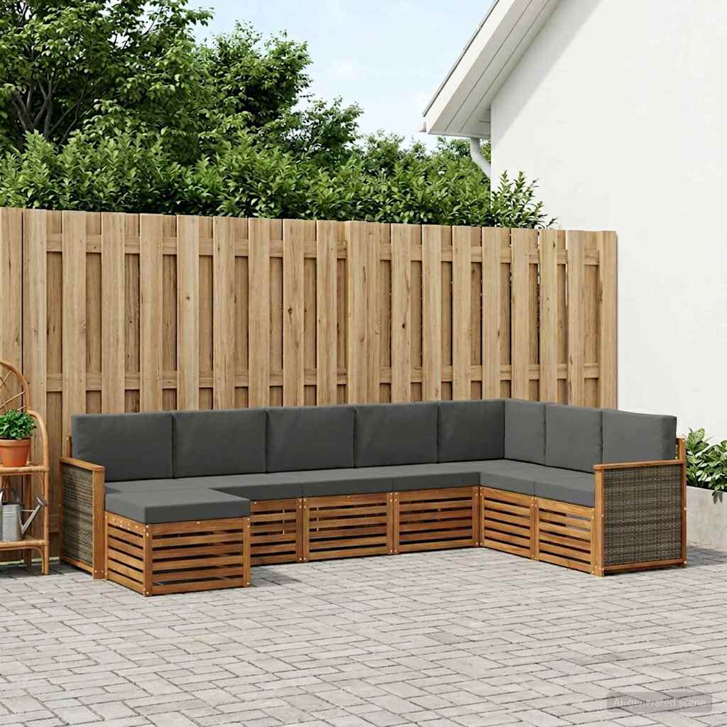 Outdoor-Sofagarnitur mit Kissen 6 pcs Natur und Anthrazit