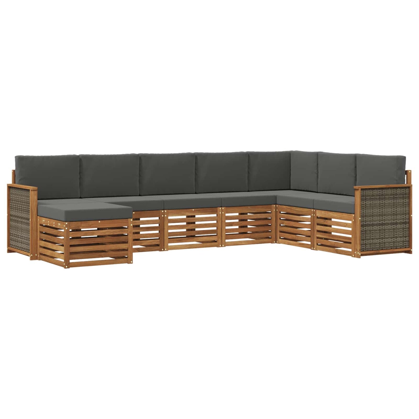 Outdoor-Sofagarnitur mit Kissen 6 pcs Natur und Anthrazit
