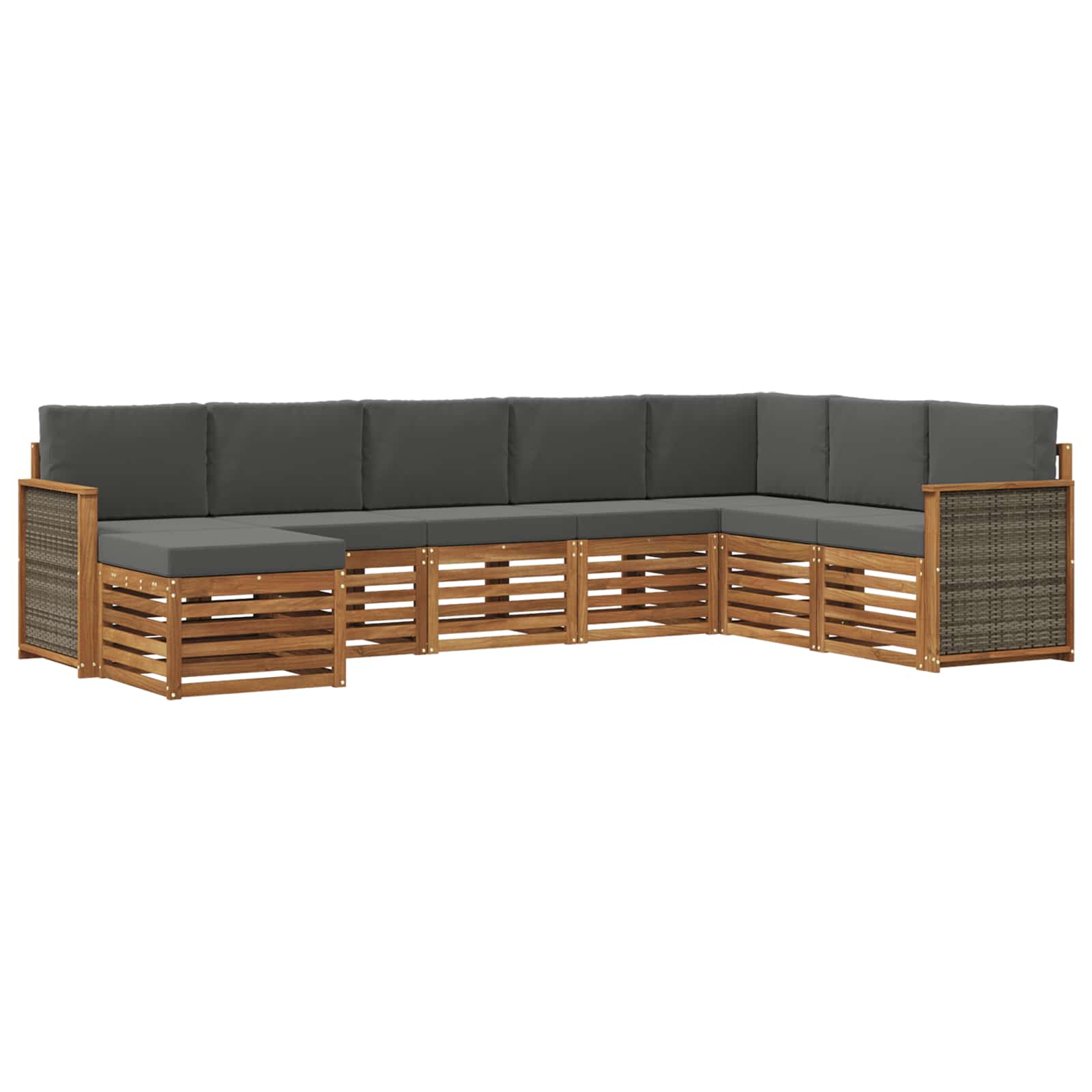 Outdoor-Sofagarnitur mit Kissen 6 pcs Natur und Anthrazit