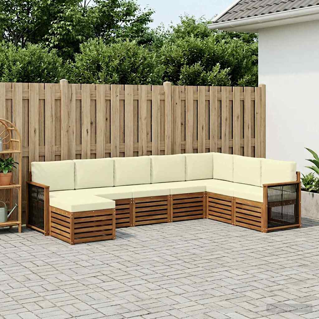 Outdoor-Sofagarnitur mit Kissen 6 pcs Natur und Creme