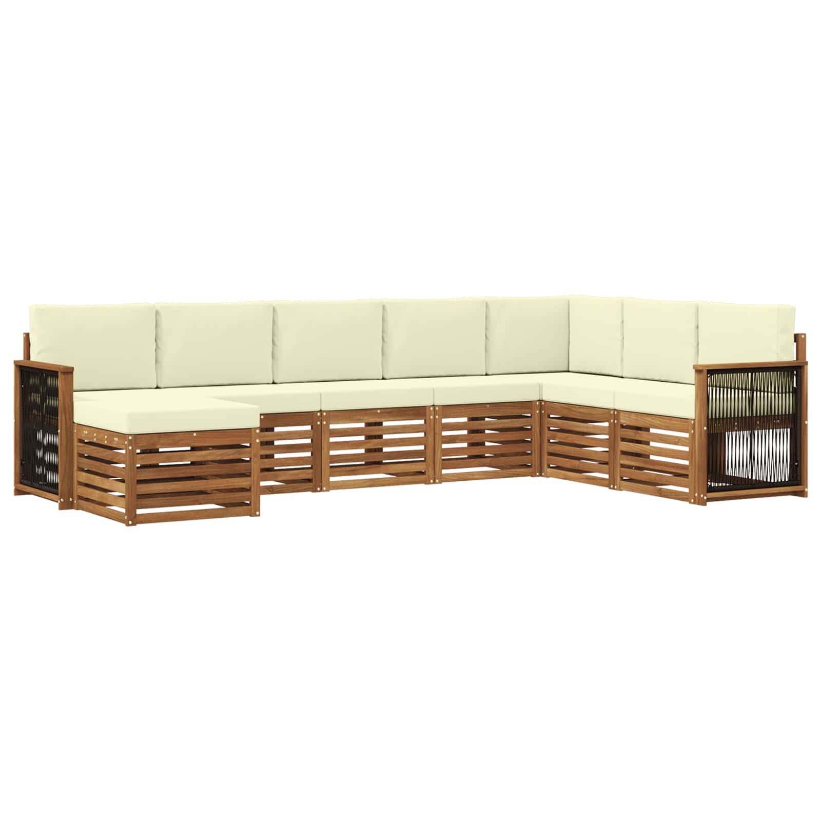 Outdoor-Sofagarnitur mit Kissen 6 pcs Natur und Creme