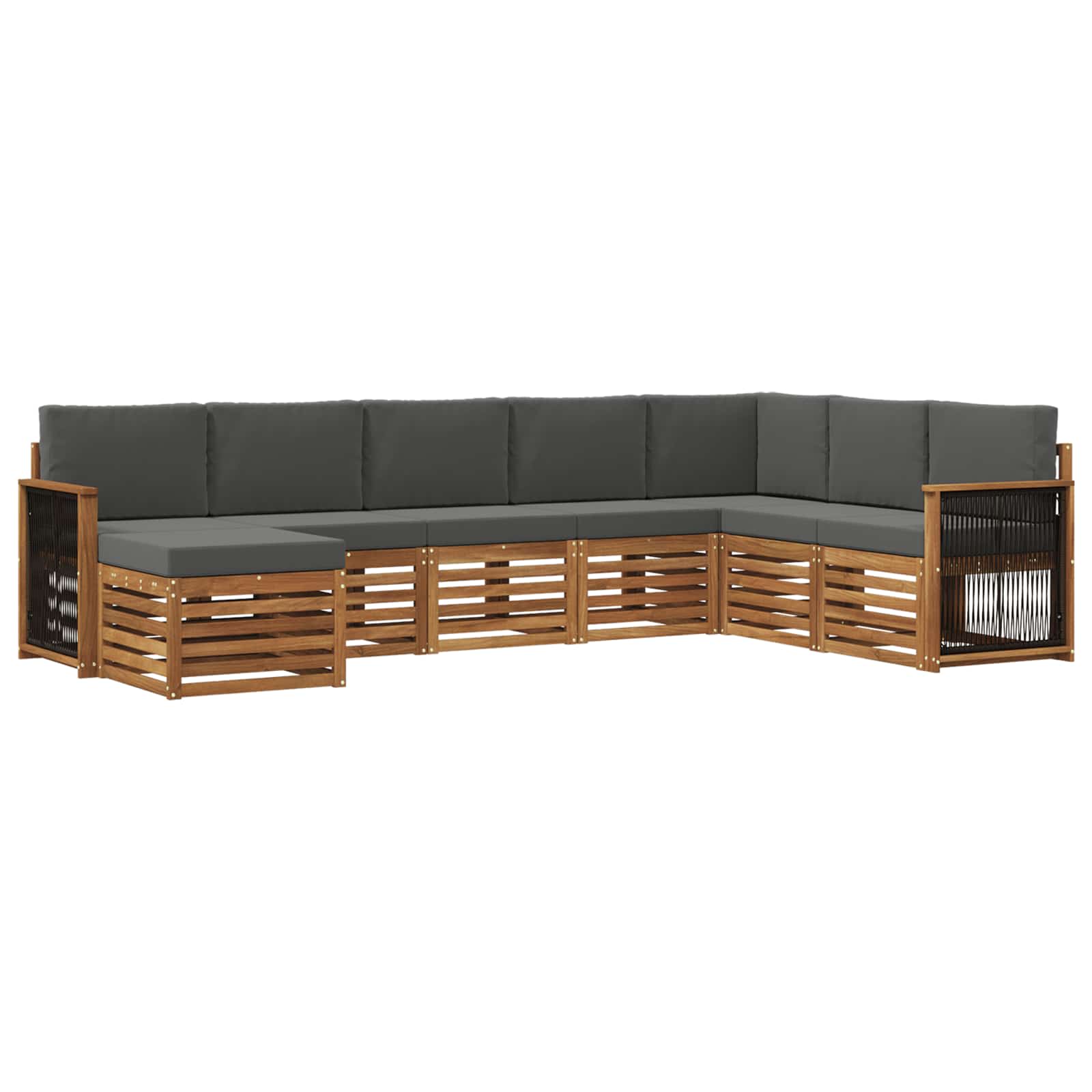 Outdoor-Sofagarnitur mit Kissen 6 pcs Natur und Anthrazit