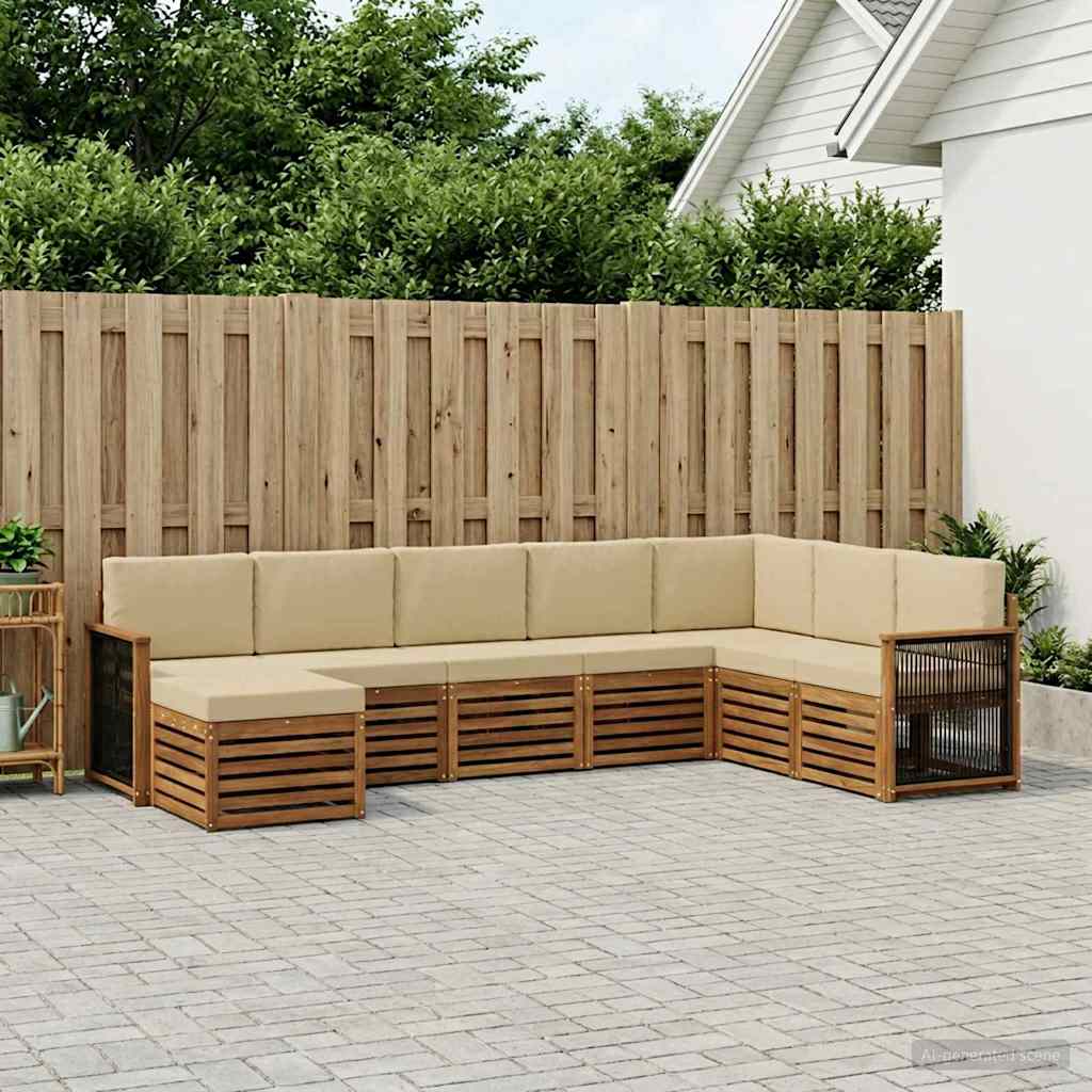 Outdoor-Sofagarnitur mit Kissen 6 pcs Natur
