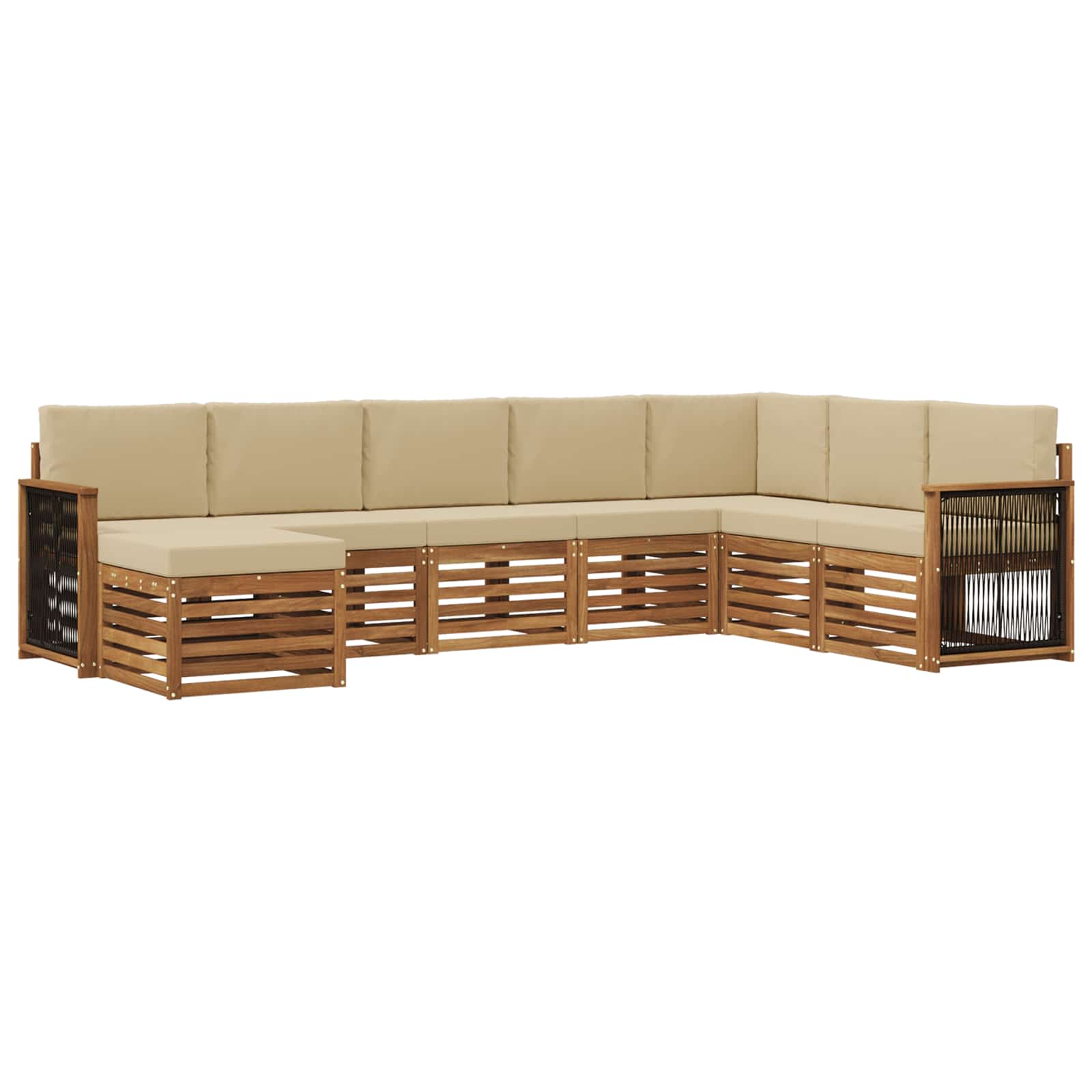 Outdoor-Sofagarnitur mit Kissen 6 pcs Natur