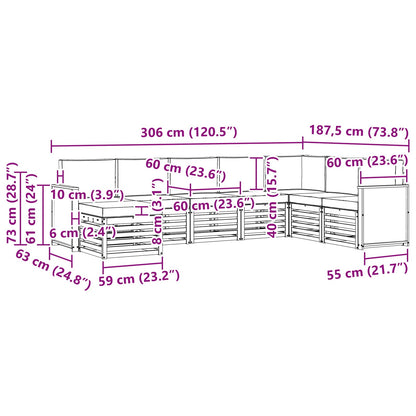 Outdoor-Sofagarnitur 8 stk. Natur