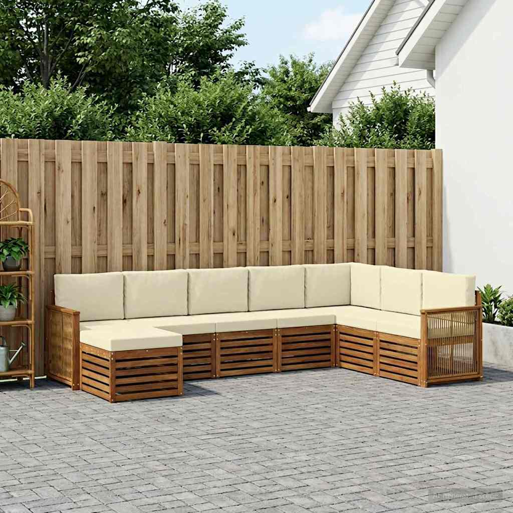 Outdoor-Sofagarnitur mit Kissen 6 pcs Natur und Creme