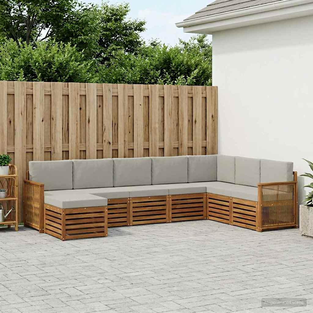 Outdoor-Sofagarnitur 6 stk. Natürlich und Hellgrau