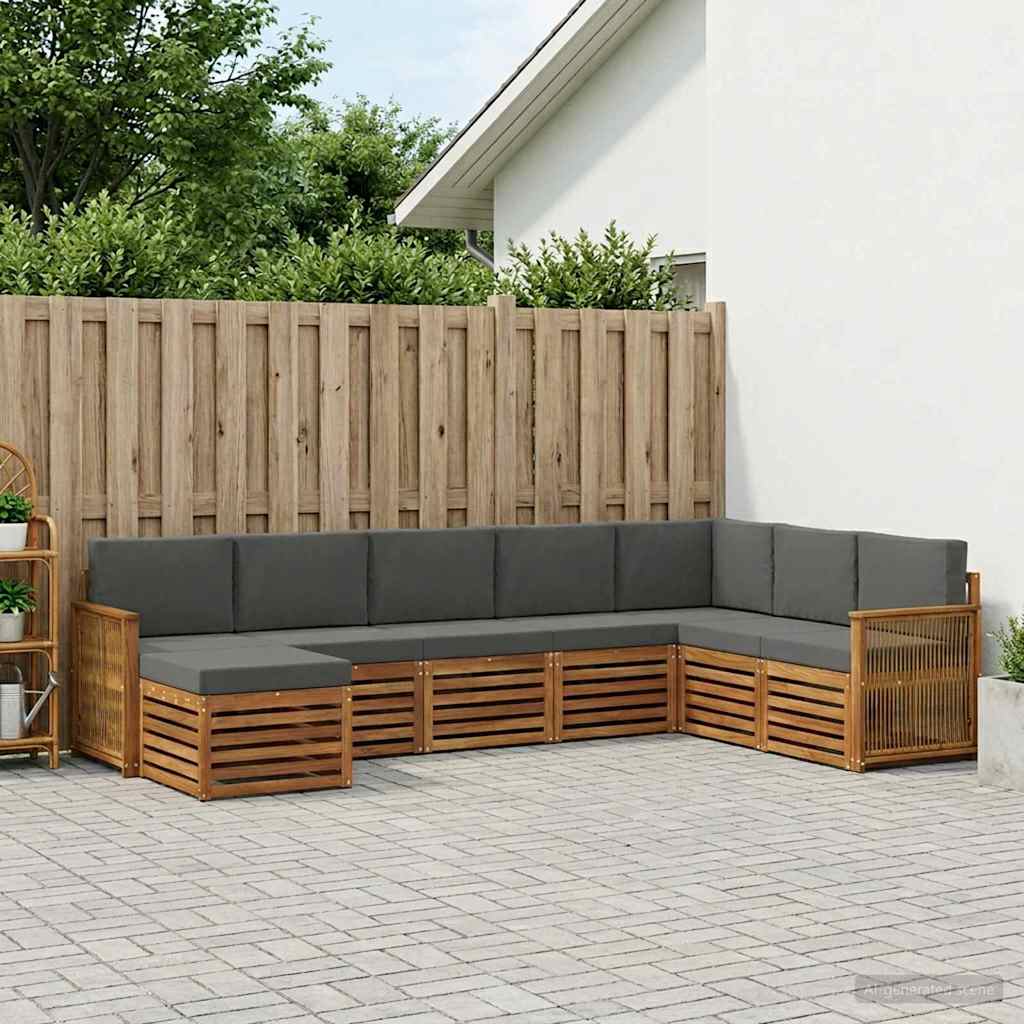 Outdoor-Sofagarnitur mit Kissen 6 pcs Natur und Anthrazit