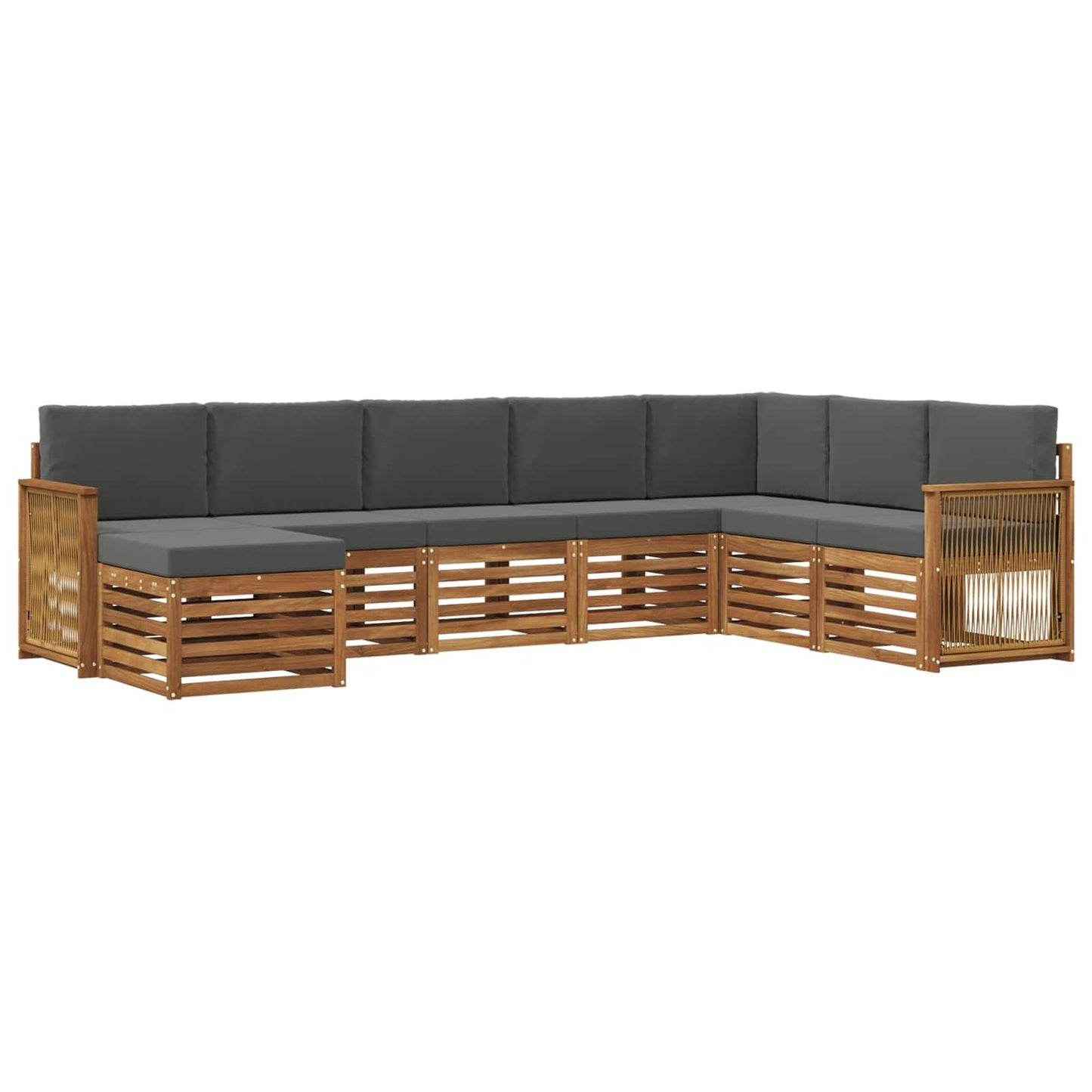Outdoor-Sofagarnitur mit Kissen 6 pcs Natur und Anthrazit