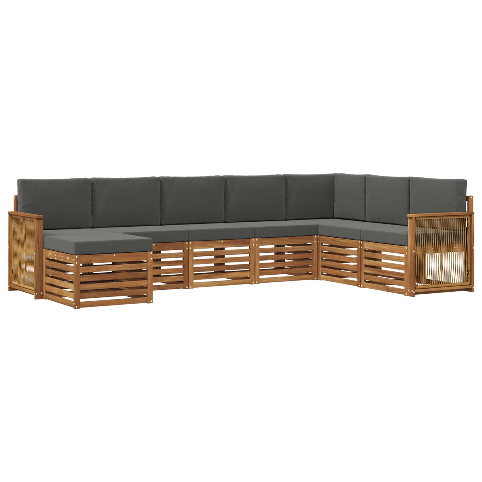 Outdoor-Sofagarnitur mit Kissen 6 pcs Natur und Anthrazit