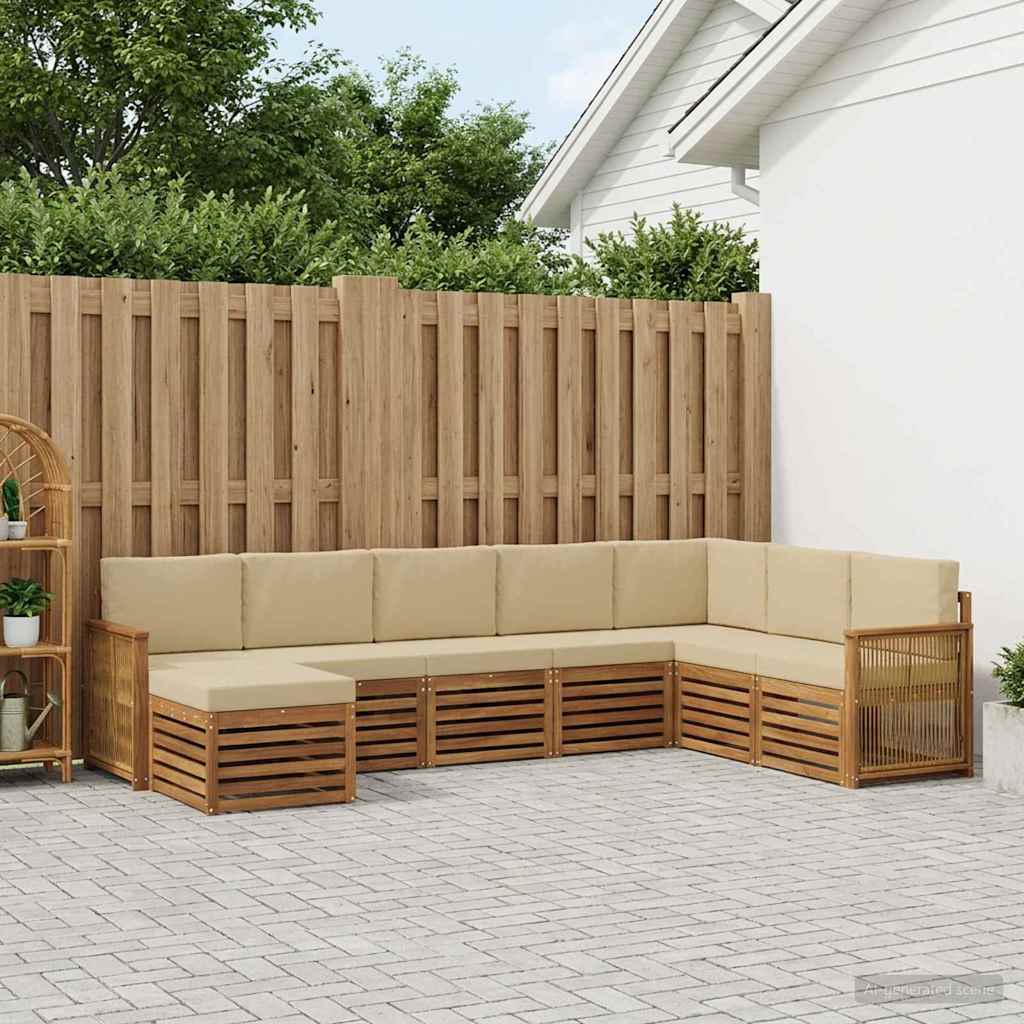 Outdoor-Sofagarnitur mit Kissen 6 pcs Natur