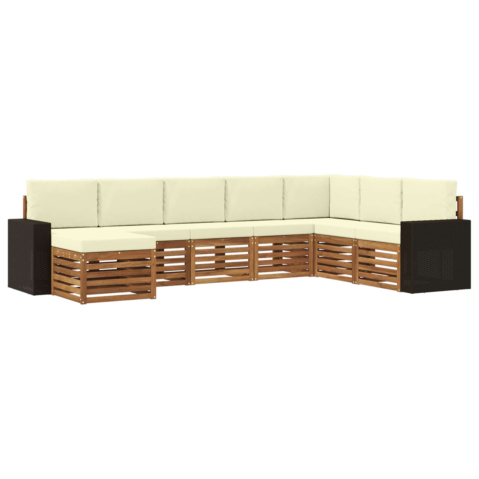 Outdoor-Sofagarnitur mit Kissen 8 pcs Natur und Creme