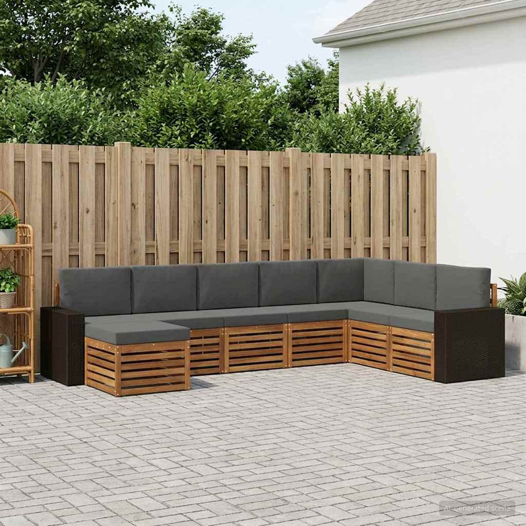 Outdoor-Sofagarnitur 8 stk. Natur und Anthrazit