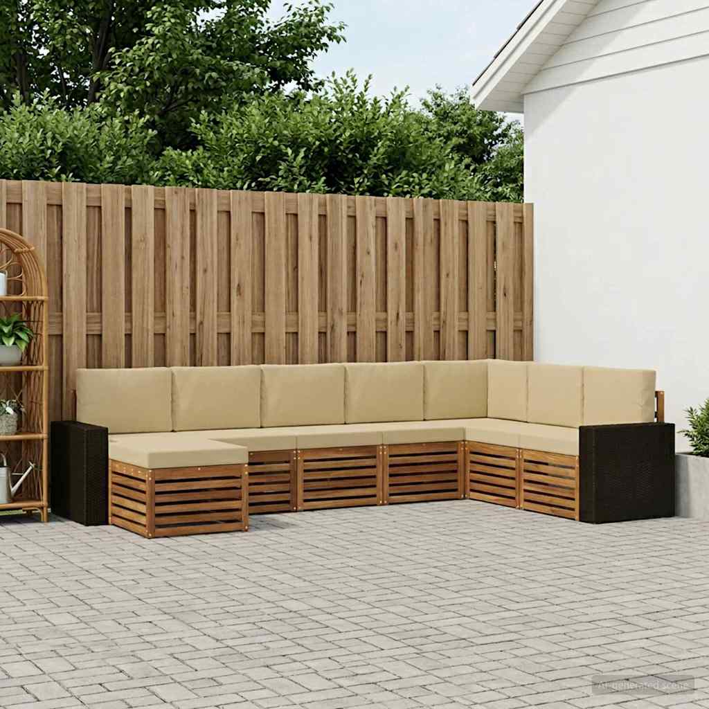 Outdoor-Sofagarnitur mit Kissen 8 pcs Natur und Beige