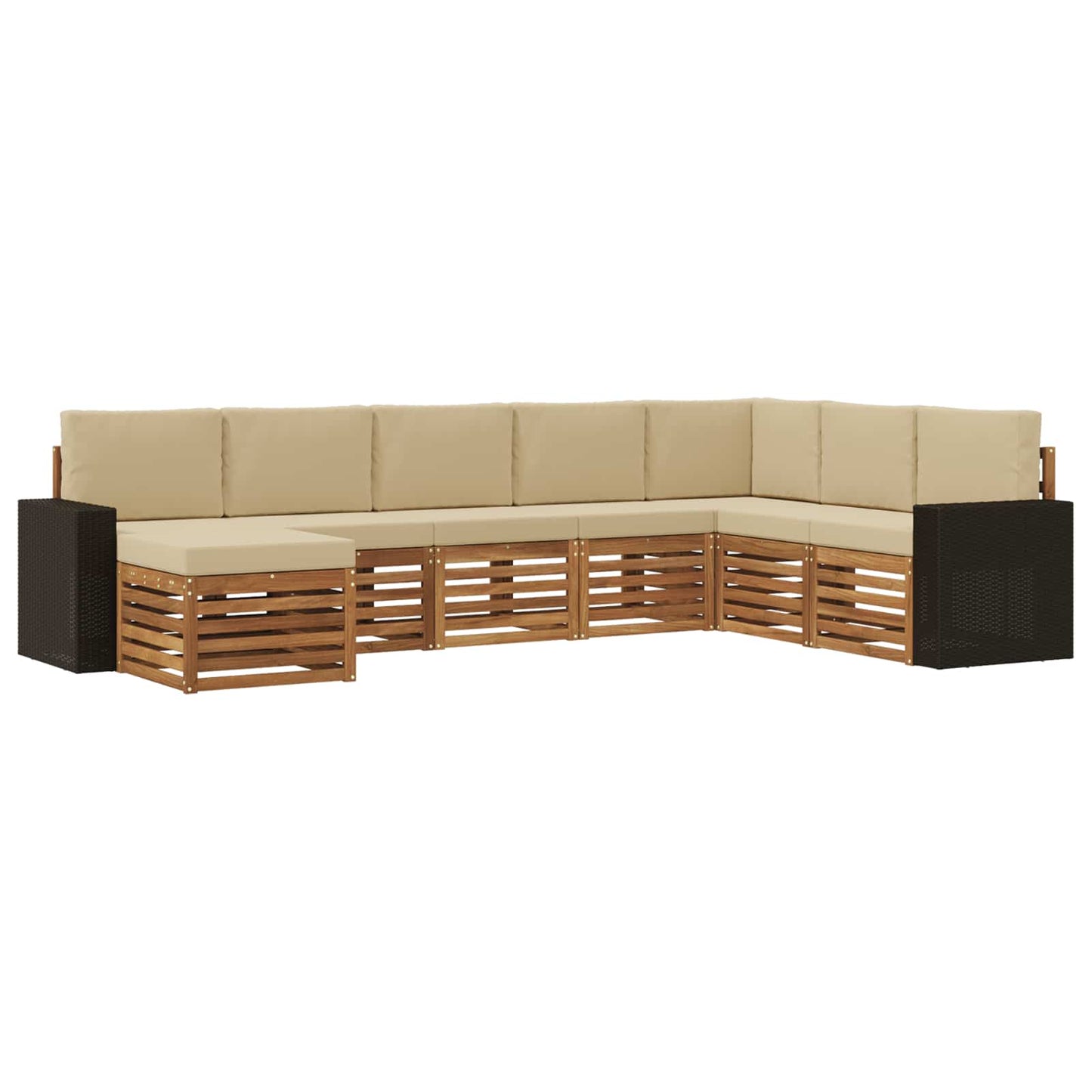 Outdoor-Sofagarnitur mit Kissen 8 pcs Natur und Beige