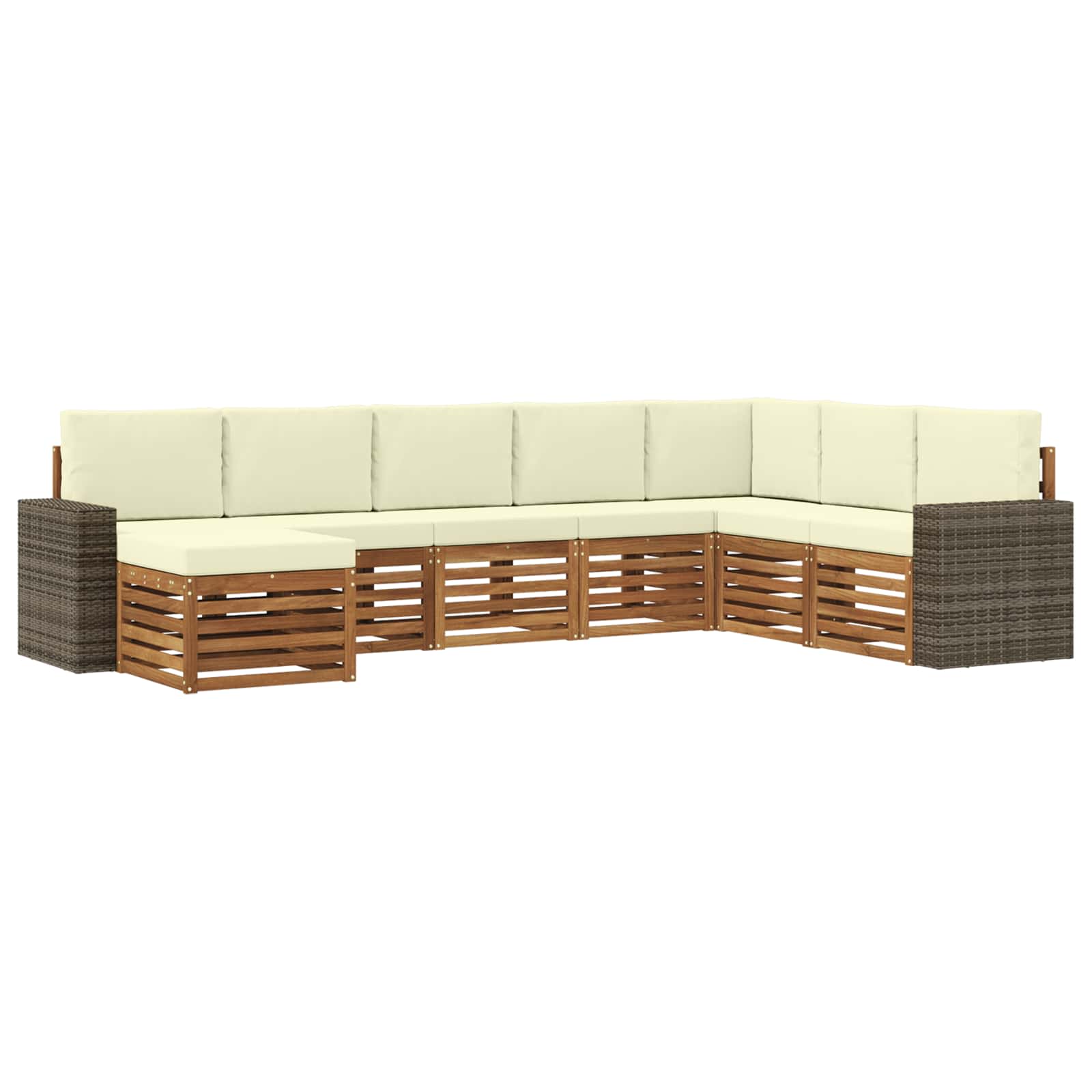 Outdoor-Sofagarnitur mit Kissen 8 pcs Natur und Creme