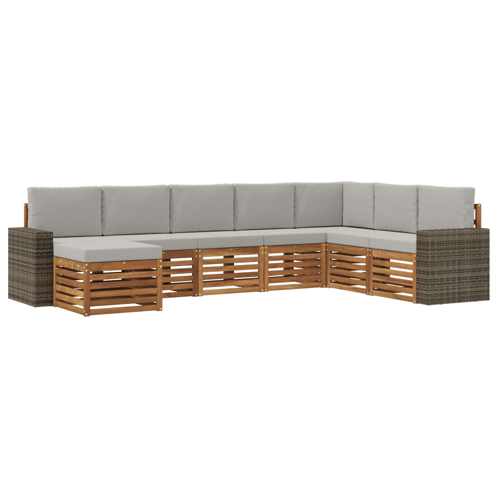 Outdoor-Sofagarnitur mit Kissen 8 pcs Natürlich und Hellgrau