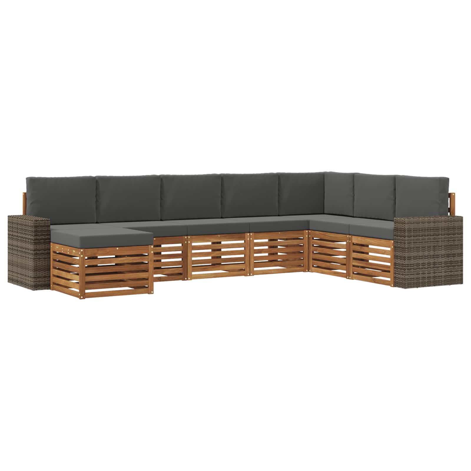 Outdoor-Sofagarnitur mit Kissen 8 pcs Natur und Anthrazit