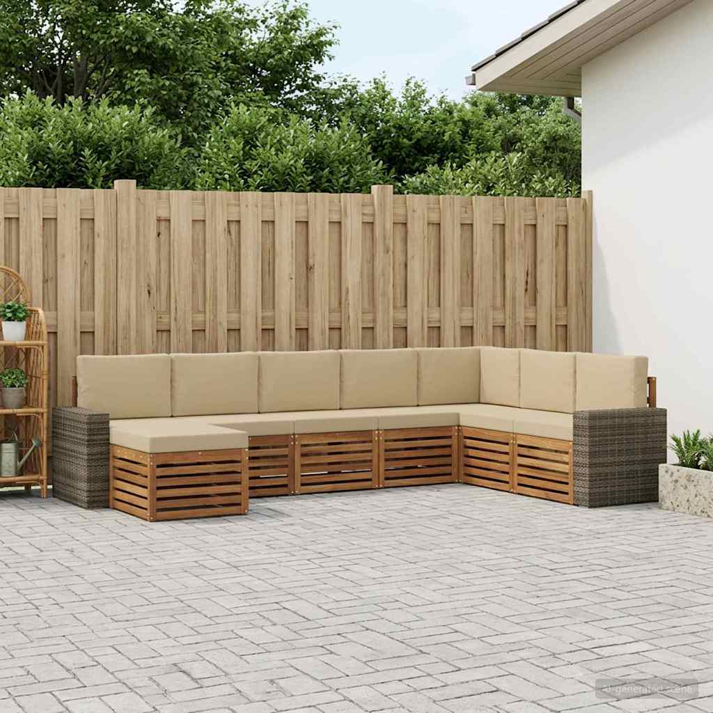 Outdoor-Sofagarnitur 8 stk. Natur und Beige