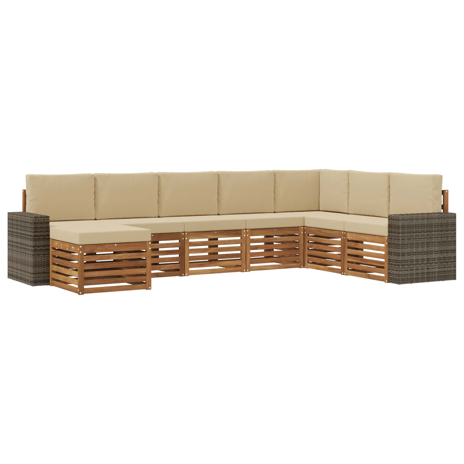 Outdoor-Sofagarnitur 8 stk. Natur und Beige