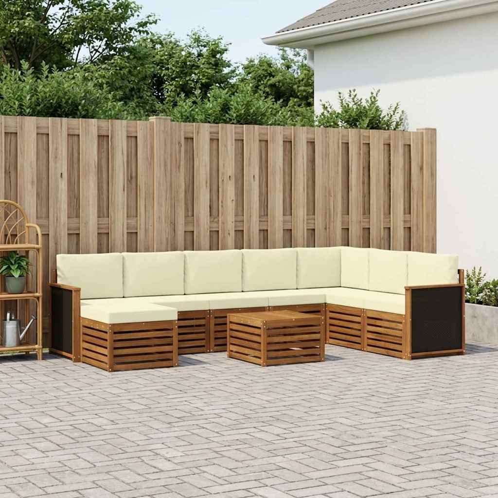 Outdoor-Sofagarnitur 9 stk. Natur und Creme