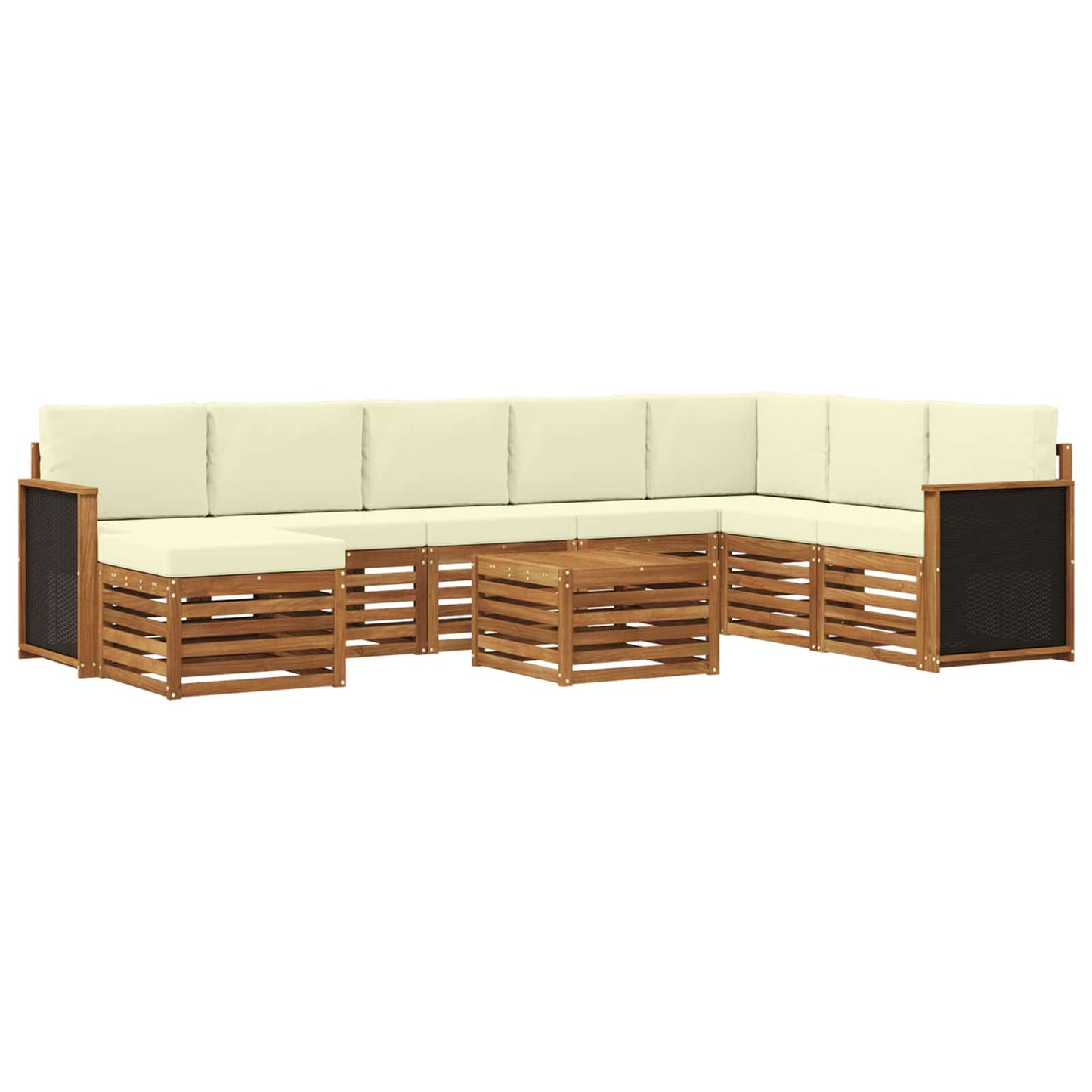 Outdoor-Sofagarnitur mit Kissen 7 pcs Natur und Creme
