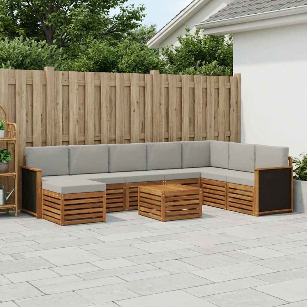 Outdoor-Sofagarnitur 7 stk. Natürlich und Hellgrau