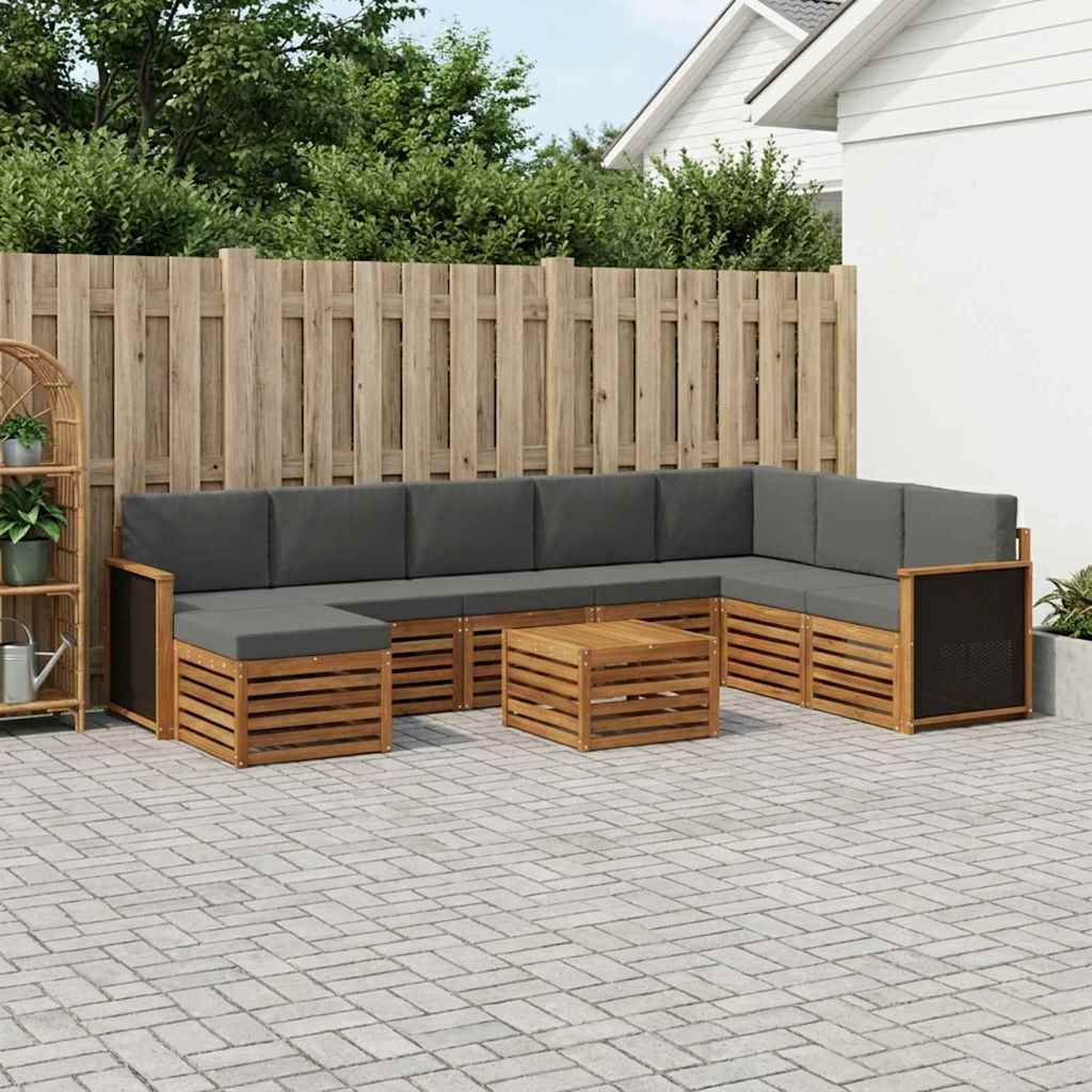 Outdoor-Sofagarnitur mit Kissen 7 pcs Natur und Anthrazit