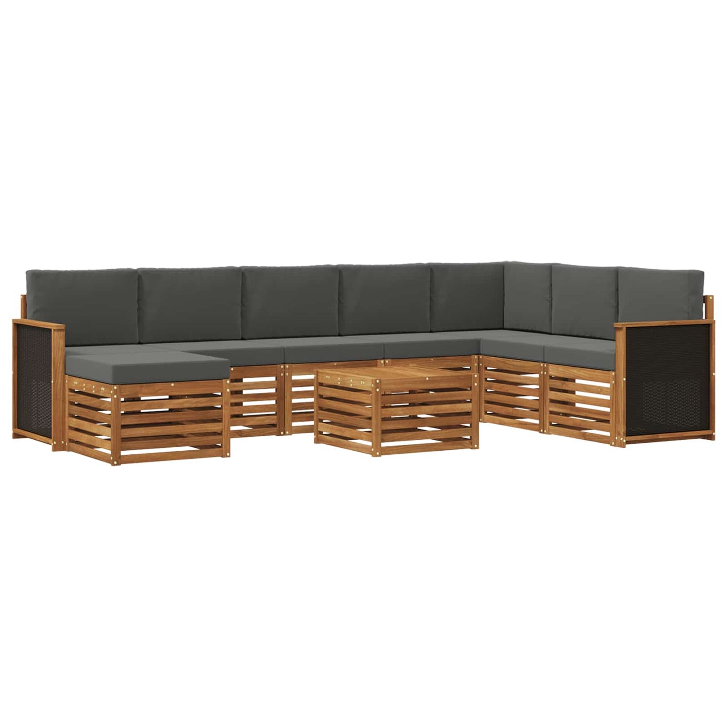 Outdoor-Sofagarnitur mit Kissen 7 pcs Natur und Anthrazit