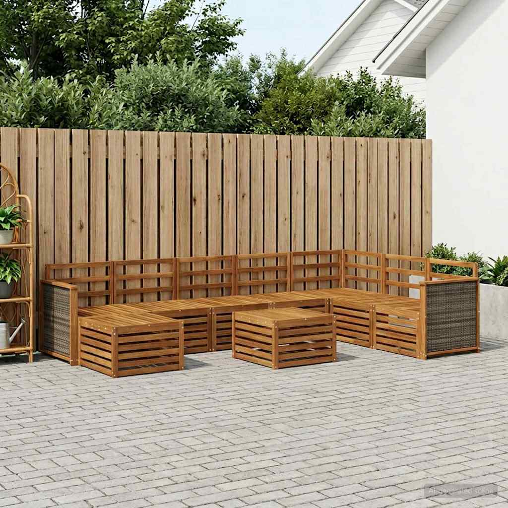 Outdoor-Sofagarnitur 7 pcs Natur Massivholz Akazie