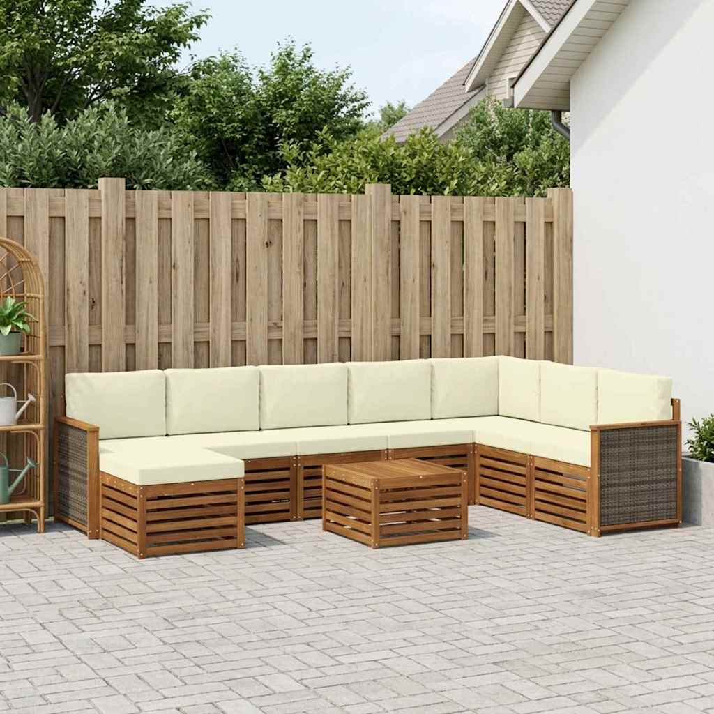 Outdoor-Sofagarnitur mit Kissen 7 pcs Natur und Creme