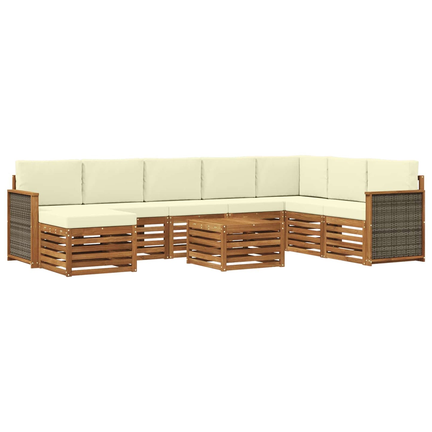 Outdoor-Sofagarnitur mit Kissen 7 pcs Natur und Creme