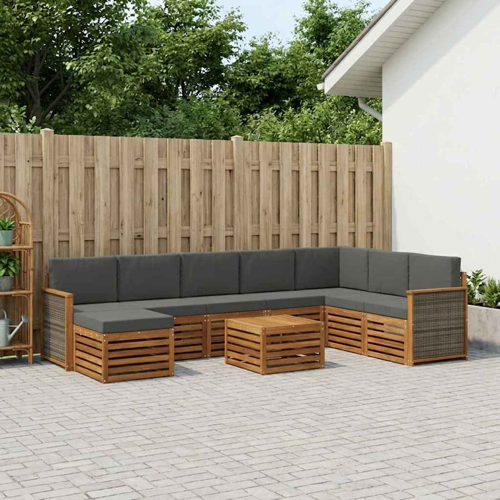 Outdoor-Sofagarnitur 9 stk. Natur und Anthrazit