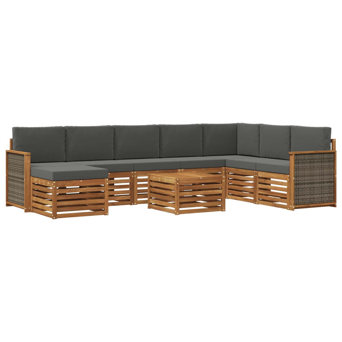 Outdoor-Sofagarnitur mit Kissen 7 pcs Natur und Anthrazit